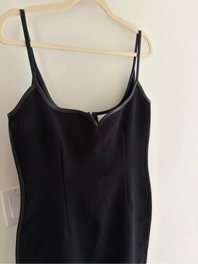 Paris Georgia Sleek Black Spaghetti Strap Slip Dress